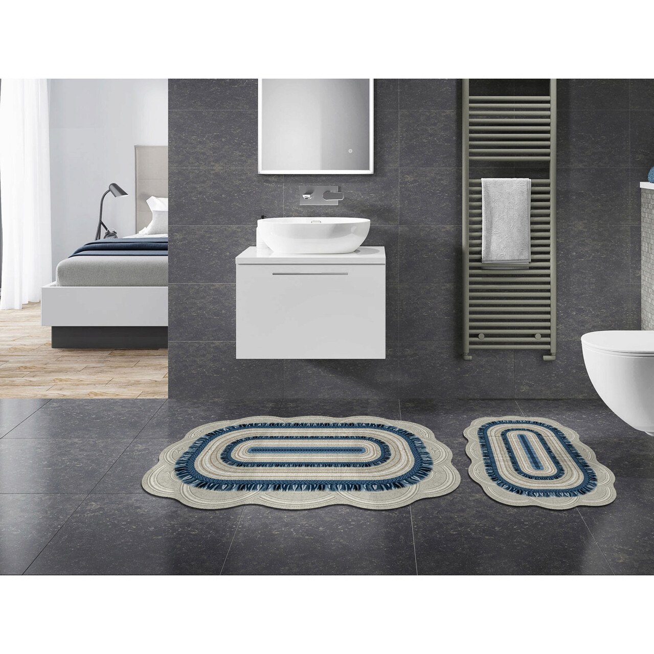 Set covorase de baie, L'essentiel Maison, 21016415Km, Albastru - imagine 6